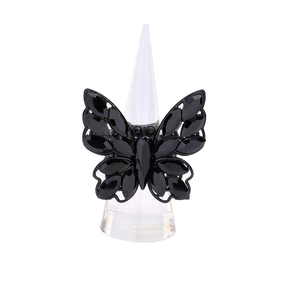 Marquise Stone Cluster Butterfly Stretch Ring - Madeline Love - Flyclothing LLC
