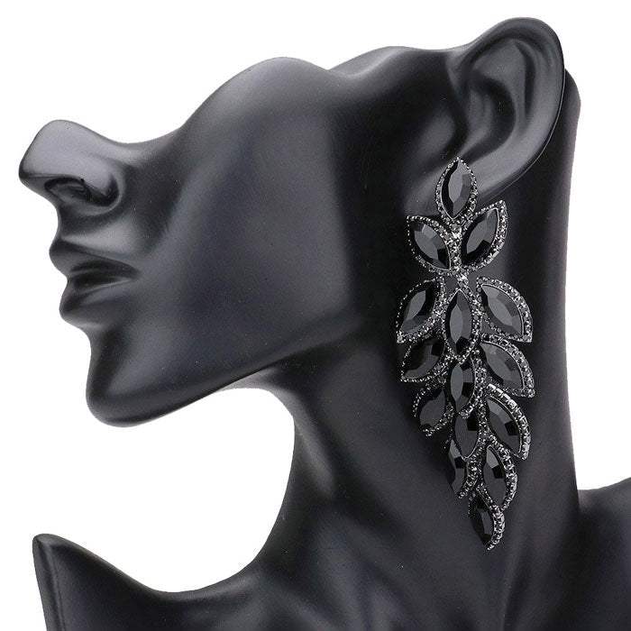 Marquise Stone Cluster Vine Dangle Evening Earrings - Madeline Love - Flyclothing LLC