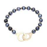 Open Metal Link Accented Faceted Beaded Stretch Bracelet - Madeline Love - Flyclothing LLC
