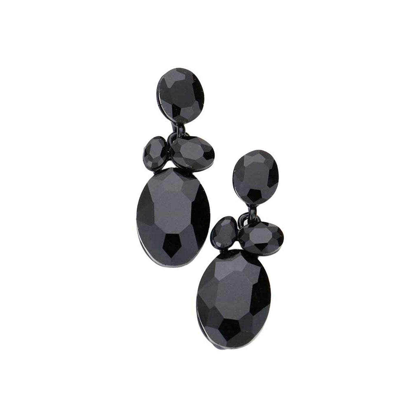 Oval Stone Link Dangle Evening Earrings - Madeline Love - Flyclothing LLC