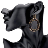 Rectangle Stone Embellished Oven Oval Earrings - Madeline Love - Flyclothing LLC