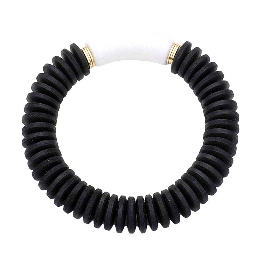 Resin Accented Wood Stretch Bracelet - Madeline Love - Flyclothing LLC