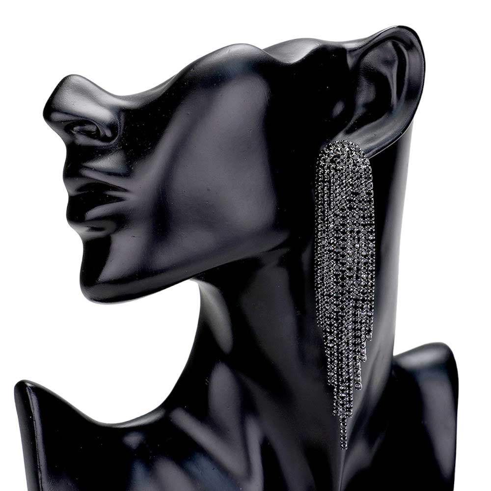Rhinestone Fringe Drop Evening Earrings - Madeline Love - Flyclothing LLC