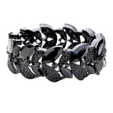 Rhinestone Pave Marquise Stone Leaf Stretch Evening Bracelet - Madeline Love - Flyclothing LLC