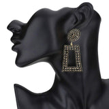 Rhinestone Pave Open Rectangle Dangle Evening Earrings - Madeline Love - Flyclothing LLC