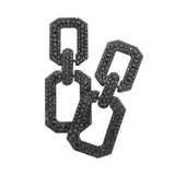 Rhinestone Paved Open Square Link Evening Earrings - Madeline Love - Flyclothing LLC