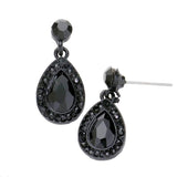Rhinestone Trim Teardrop Stone Dangle Evening Earrings - Madeline Love - Flyclothing LLC