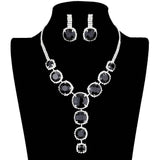 Round Stone Accented Evening Necklace Earring Set - Madeline Love - Flyclothing LLC