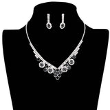 Round Stone Flower Accented Rhinestone Pave Necklace - Madeline Love - Flyclothing LLC