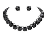 Round Stone Link Evening Necklace Earring Set - Madeline Love - Flyclothing LLC
