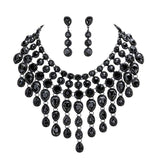 Round Teardrop Stone Cluster Evening Bib Necklace - Madeline Love - Flyclothing LLC