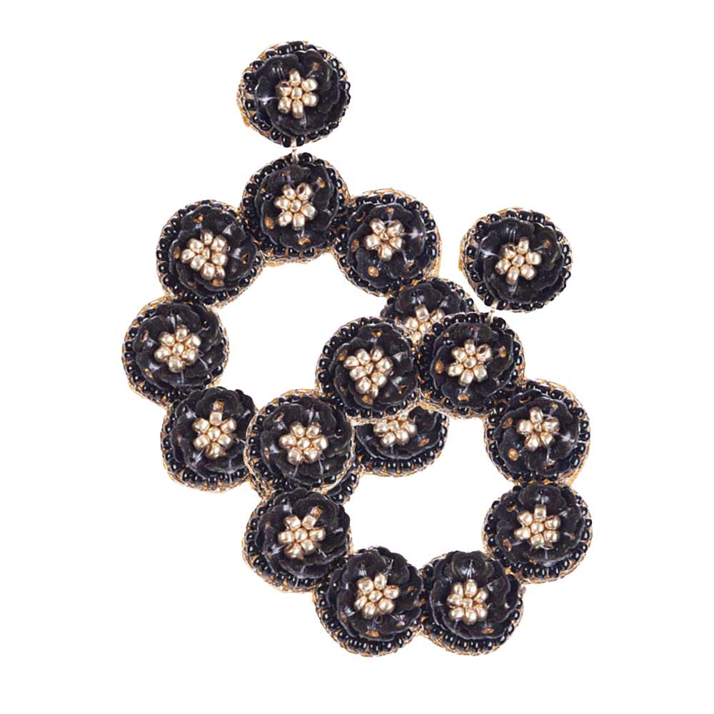 Sequin Flower Cluster Dangle Earrings - Madeline Love - Flyclothing LLC