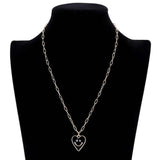 Smile Pointed Enamel Heart Pendant Necklace - Madeline Love - Flyclothing LLC