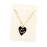 Smile Pointed Enamel Heart Pendant Necklace - Madeline Love - Flyclothing LLC