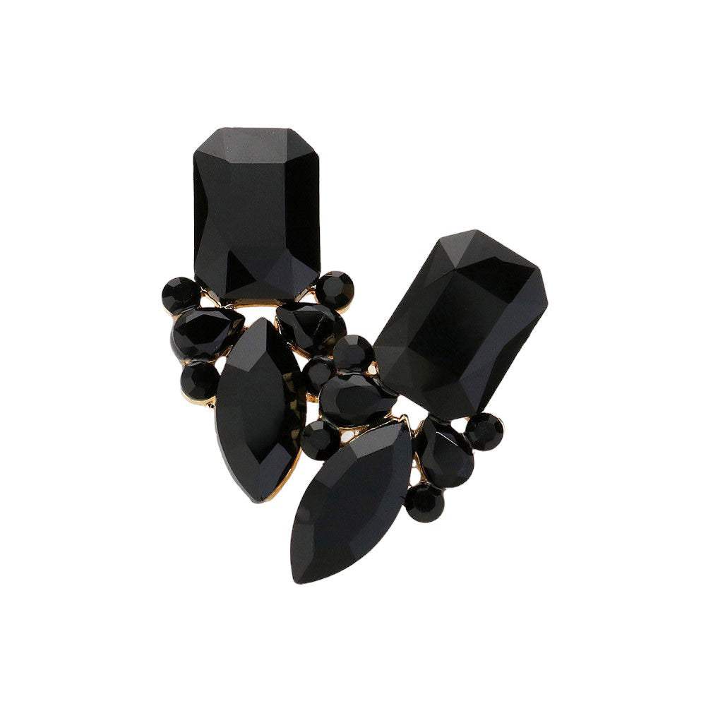 Square Marquise Stone Cluster Evening Earrings - Madeline Love - Flyclothing LLC