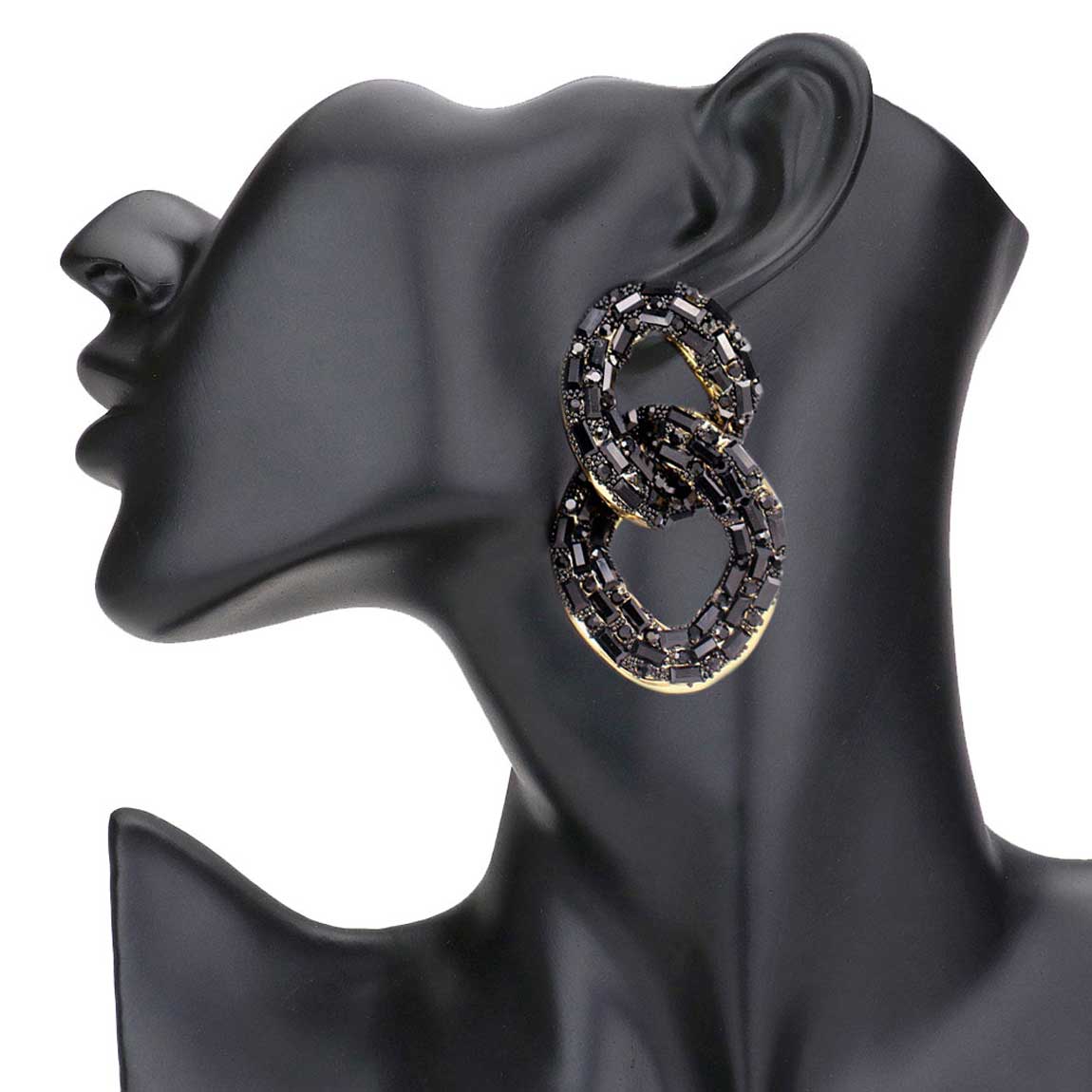 Stone Embellished Link Evening Earrings - Madeline Love - Flyclothing LLC