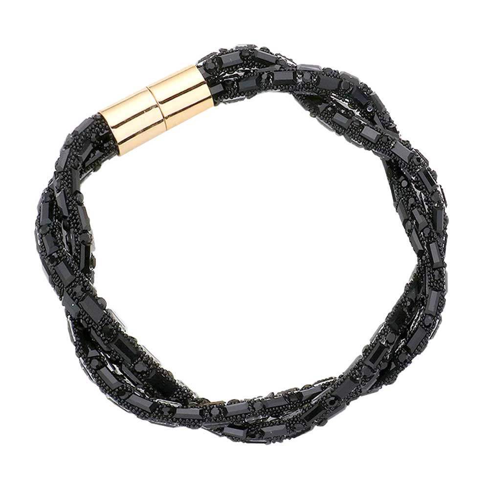 Stone Embellished Twisted Magnetic Bracelet - Madeline Love - Flyclothing LLC