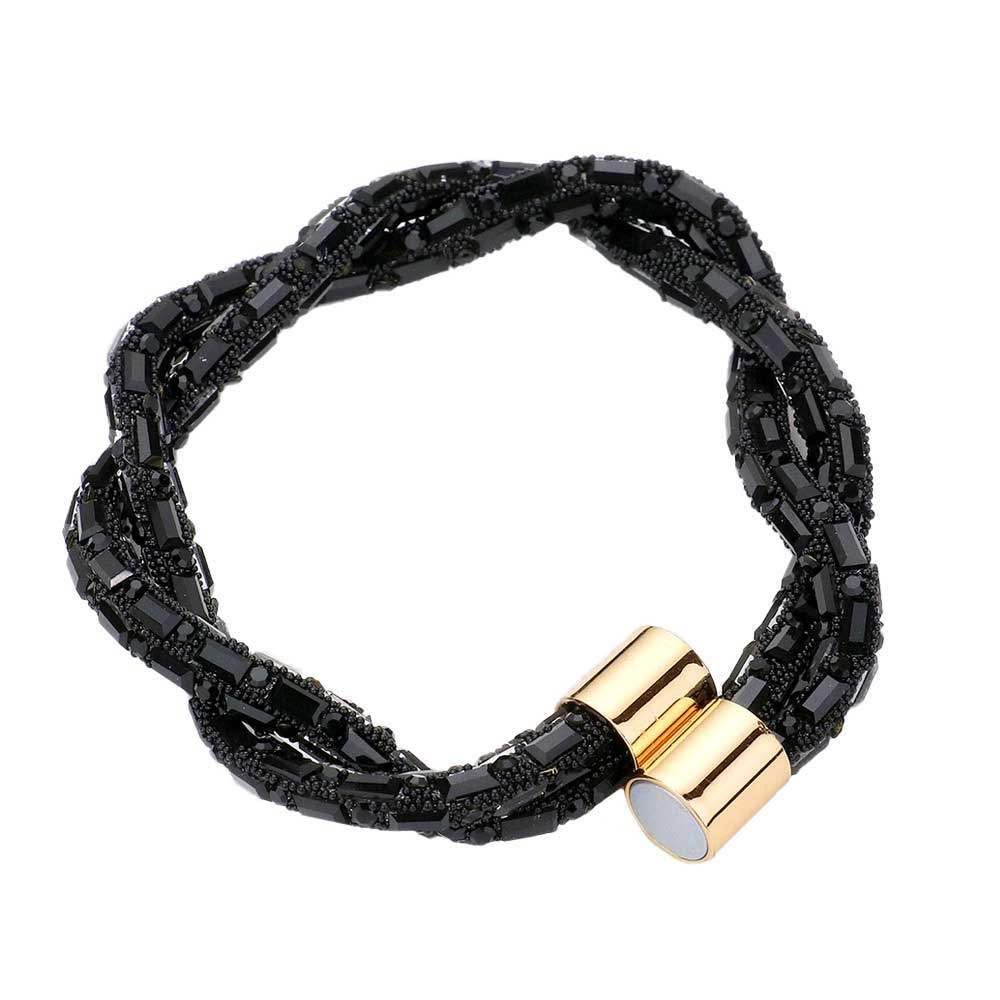Stone Embellished Twisted Magnetic Bracelet - Madeline Love - Flyclothing LLC