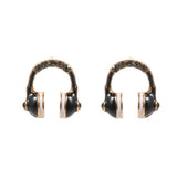 Stone Paved Enamel Headphone Stud Earrings - Madeline Love - Flyclothing LLC