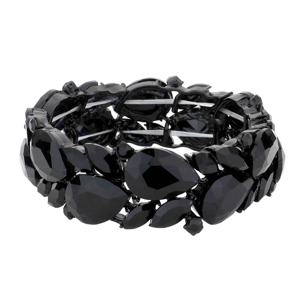 Teardrop Cluster Marquise Stone Stretch Evening Bracelet - Madeline Love - Flyclothing LLC