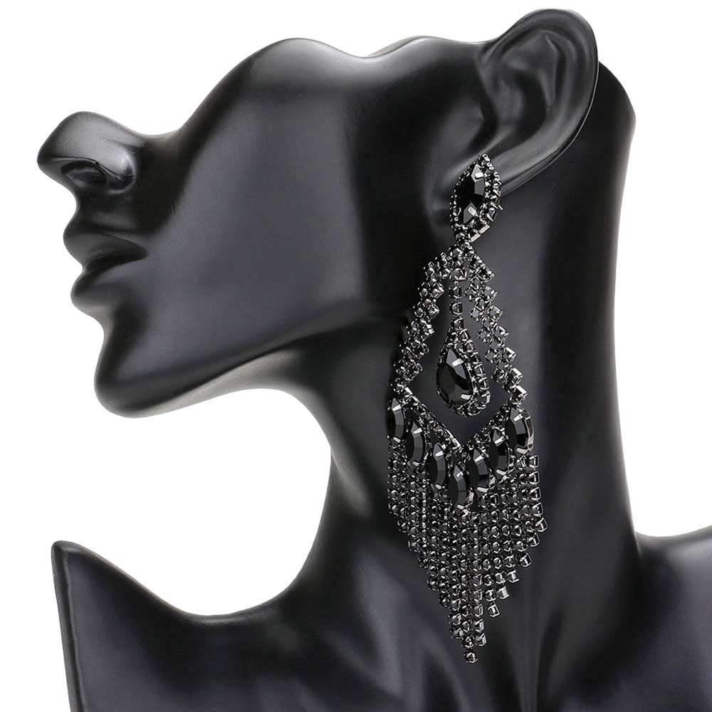 Teardrop Crystal Rhinestone Chandelier Evening Earrings - Madeline Love - Flyclothing LLC