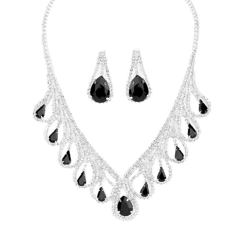 Teardrop Crystal Rhinestone Collar Necklace - Madeline Love - Flyclothing LLC