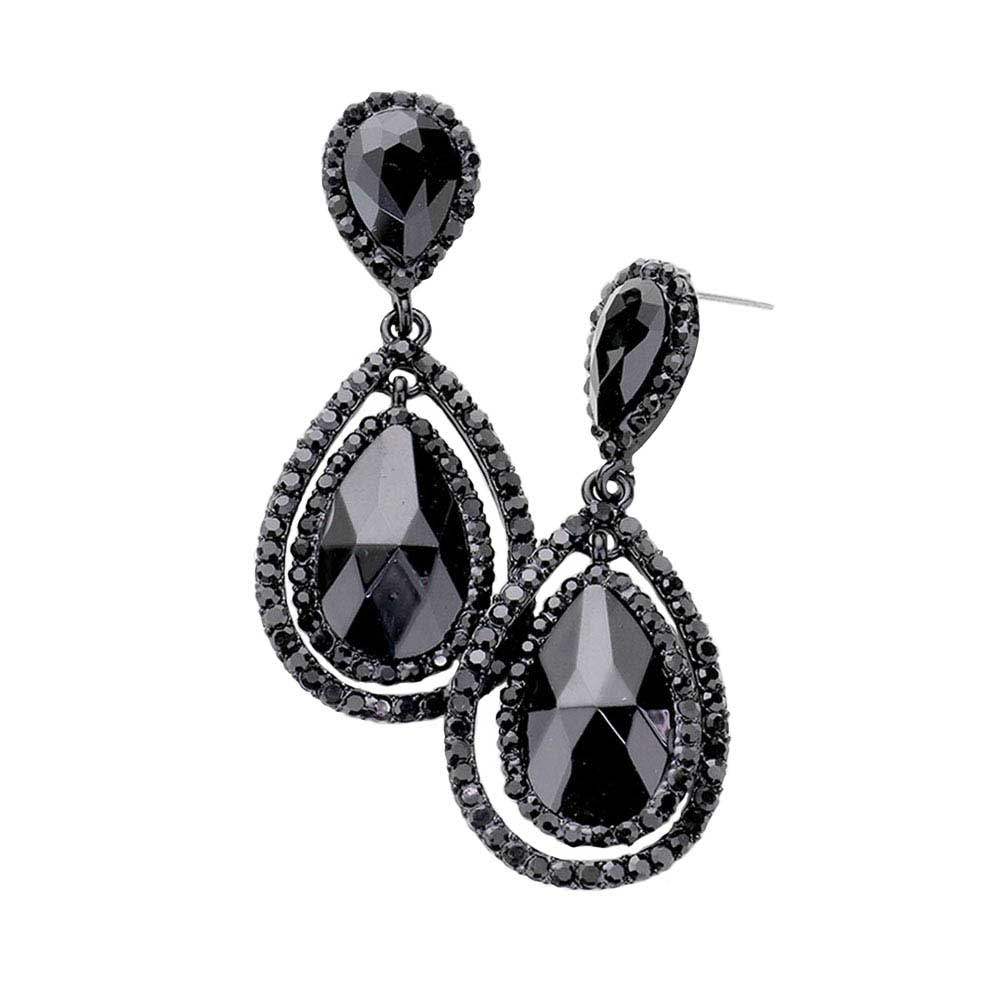 Teardrop Crystal Rhinestone Dangle Evening Earrings - Madeline Love - Flyclothing LLC