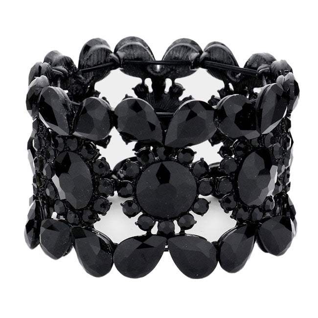 Teardrop Round Stone Stretch Evening Bracelet - Madeline Love - Flyclothing LLC