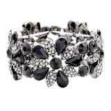 Teardrop Stone Accented Flower Stretch Evening Bracelet - Madeline Love - Flyclothing LLC