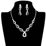 Teardrop Stone Accented Rhinestone Pave Necklace - Madeline Love - Flyclothing LLC