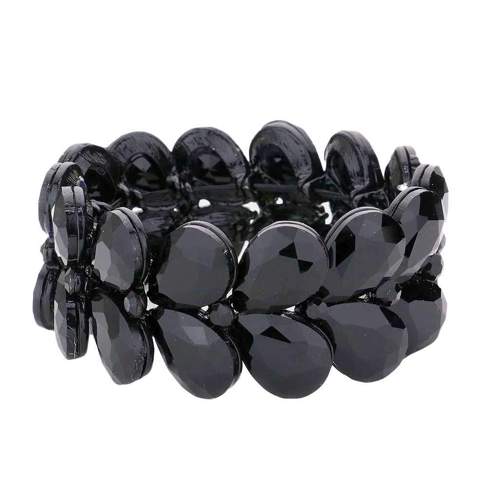 Teardrop Stone Embellished Evening Bracelet - Madeline Love - Flyclothing LLC