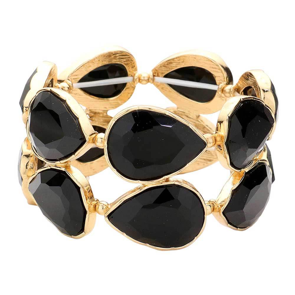 Teardrop Stone Stretch Evening Bracelet - Madeline Love - Flyclothing LLC