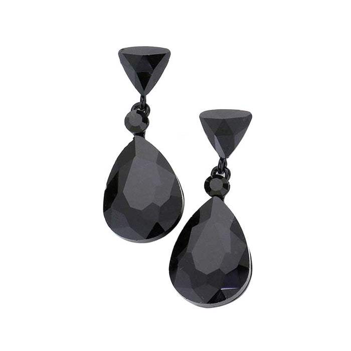 Triangle Round Teardrop Stone Link Dangle Evening Earrings - Madeline Love - Flyclothing LLC