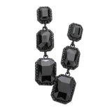 Triple Emerald Cut Stone Link Dangle Evening Earrings - Madeline Love - Flyclothing LLC