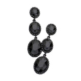Triple Oval Glass Stone Drop Down Dangle Evening Earrings - Madeline Love - Flyclothing LLC
