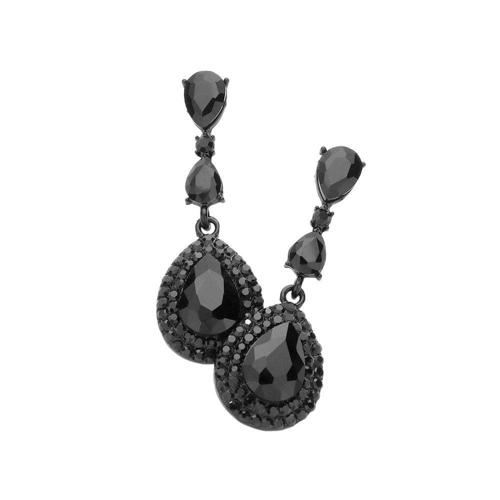 Triple Teardrop Stone Link Dangle Evening Earrings - Madeline Love - Flyclothing LLC