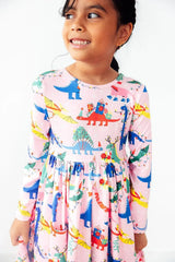 Jingle Saurus L/S Pocket Twirl Dress - Mila & Rose ® - Flyclothing LLC