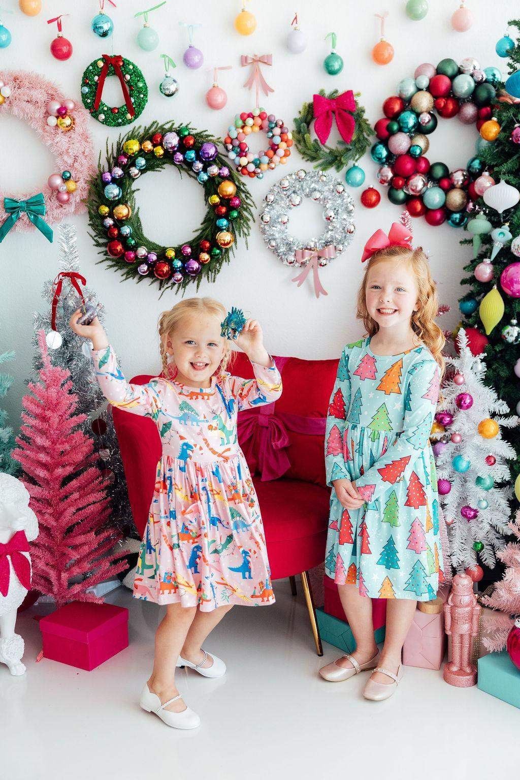 Jingle Saurus L/S Pocket Twirl Dress - Mila & Rose ® - Flyclothing LLC