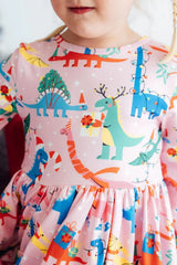 Jingle Saurus L/S Pocket Twirl Dress - Mila & Rose ® - Flyclothing LLC