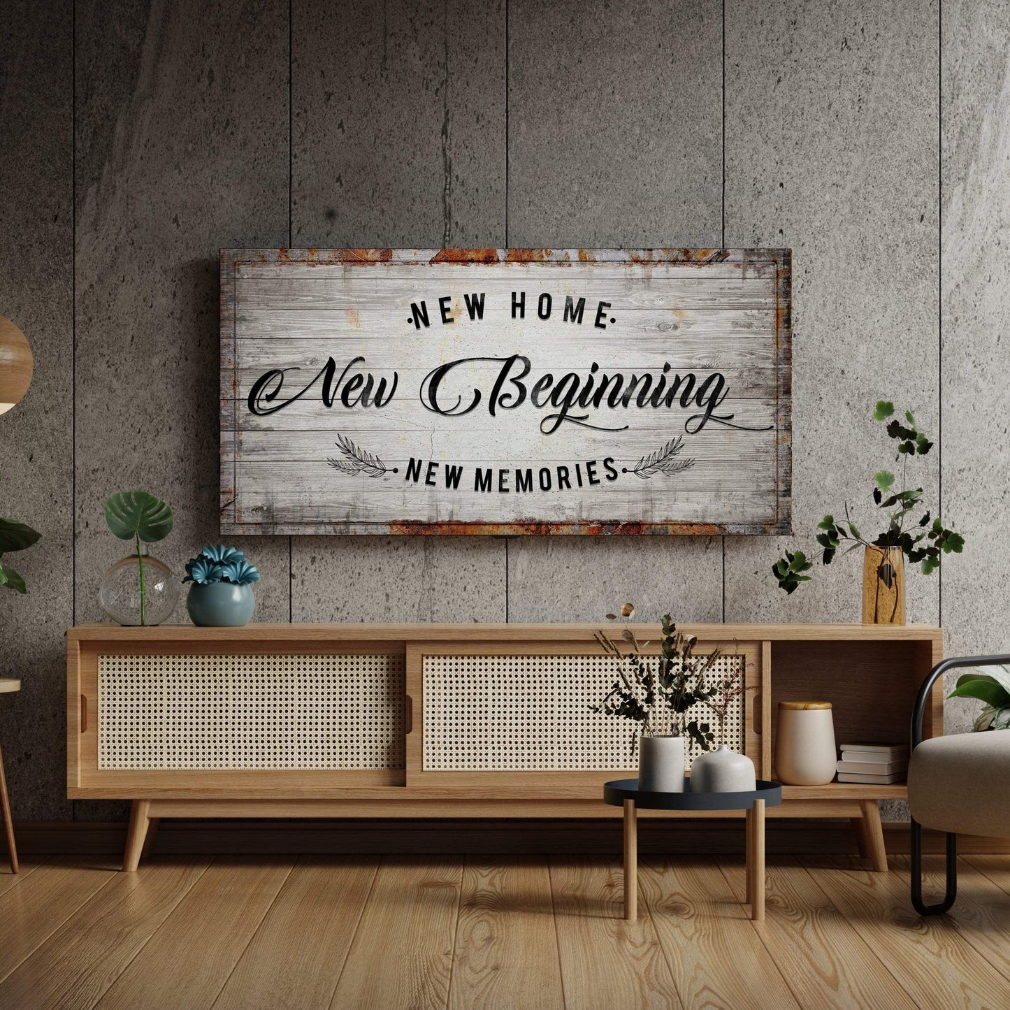 New Home, New Beginning Sign - Tailored Canvases - Flyclothing LLC