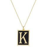 Gold Dipped Enamel Rectangle Monogram Pendant Necklace - Madeline Love - Flyclothing LLC