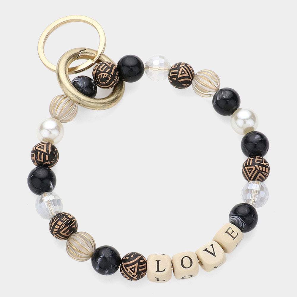 LOVE Message Accented Pearl Beaded Keychain / Bracelet - Madeline Love - Flyclothing LLC