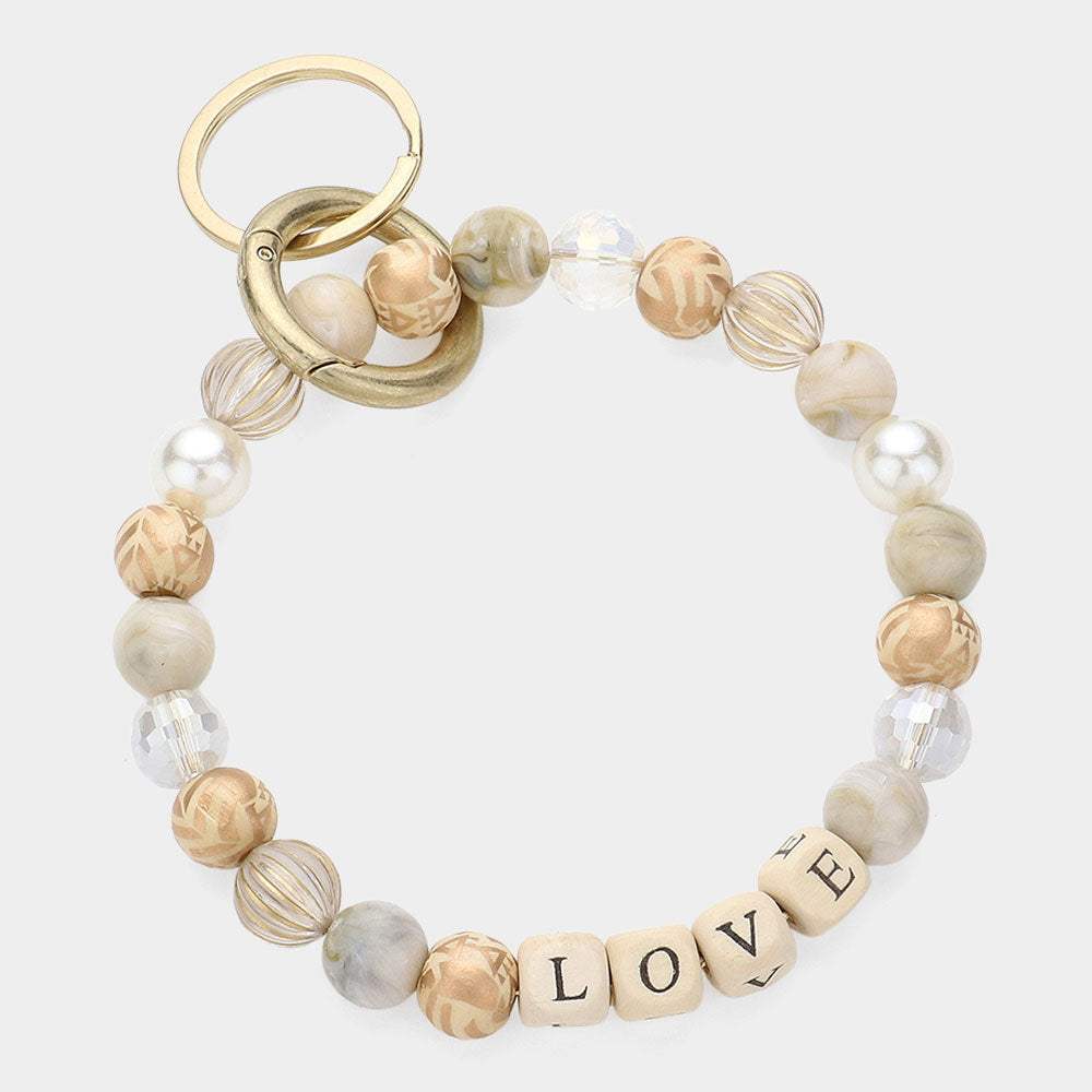 LOVE Message Accented Pearl Beaded Keychain / Bracelet - Madeline Love - Flyclothing LLC