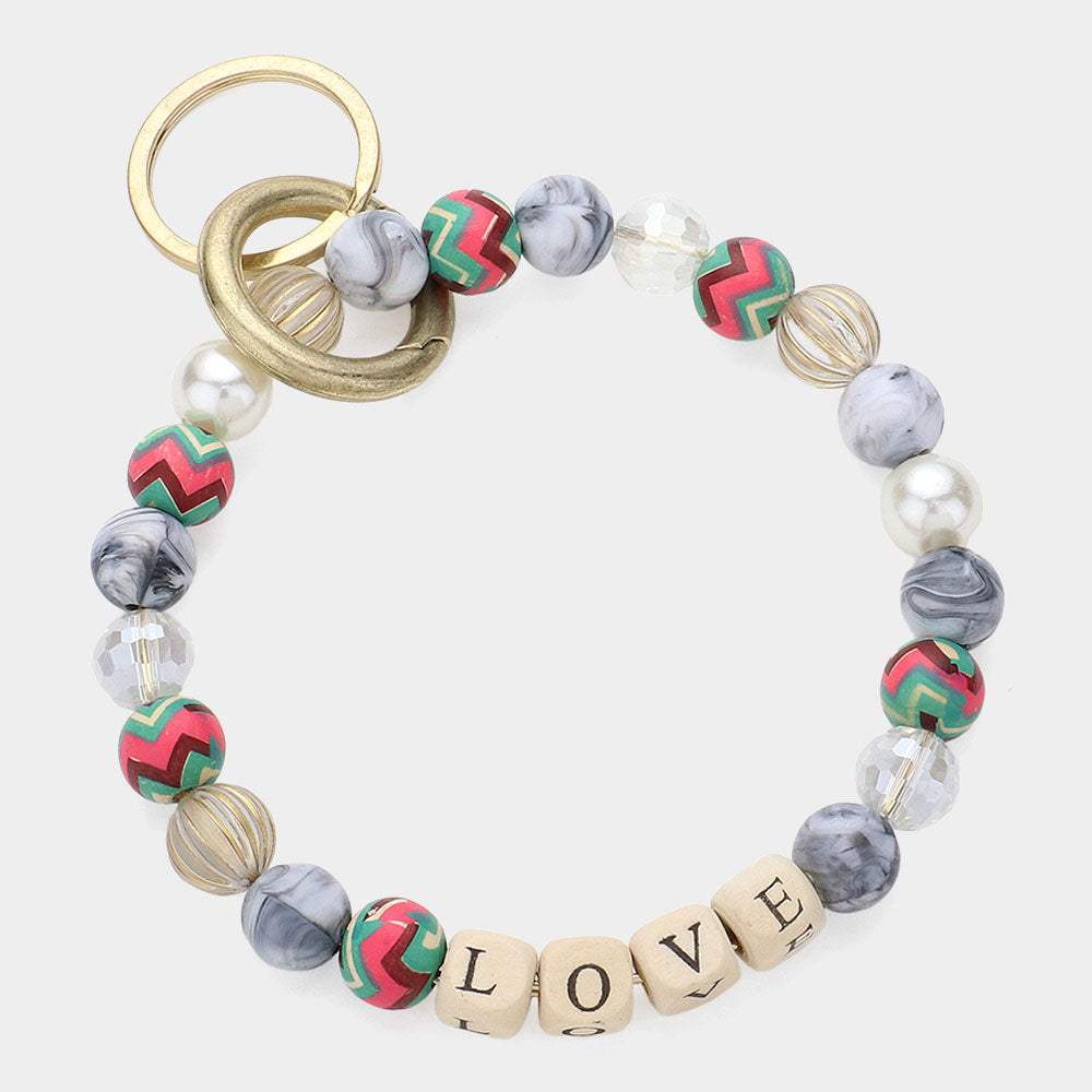 LOVE Message Accented Pearl Beaded Keychain / Bracelet - Madeline Love - Flyclothing LLC