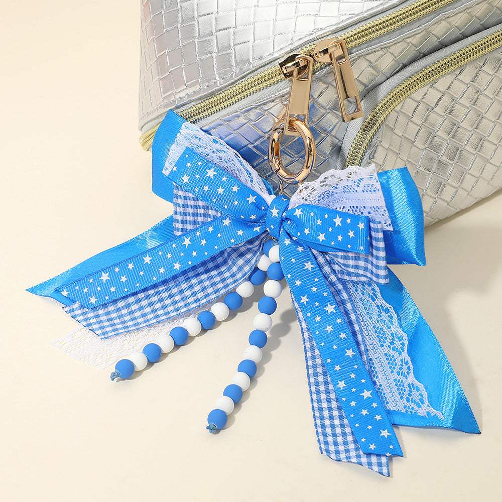 Game Day Theme Triple Layered Bow Bag Charm Keychain Bag Charm - Madeline Love - Flyclothing LLC