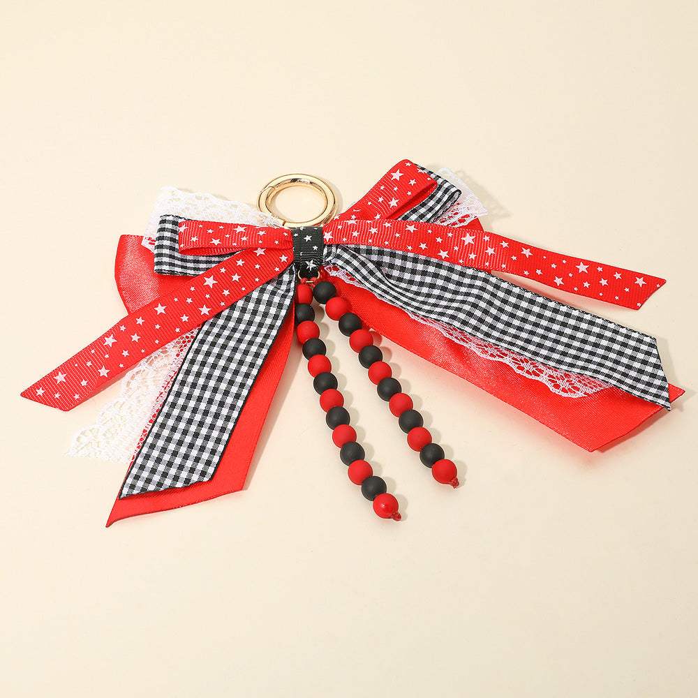 Game Day Theme Triple Layered Bow Bag Charm Keychain Bag Charm - Madeline Love - Flyclothing LLC