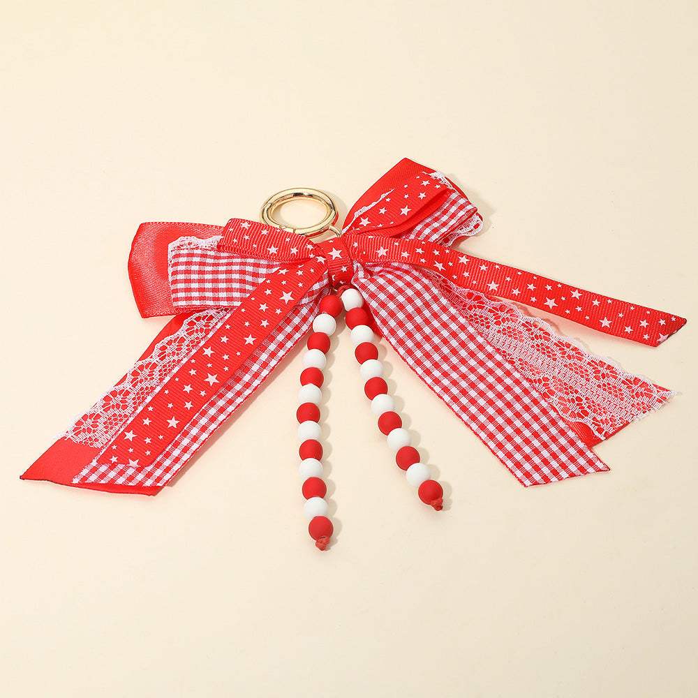Game Day Theme Triple Layered Bow Bag Charm Keychain Bag Charm - Madeline Love - Flyclothing LLC
