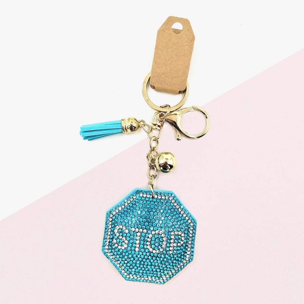 Bling STOP Message Tassel Keychain - Madeline Love - Flyclothing LLC