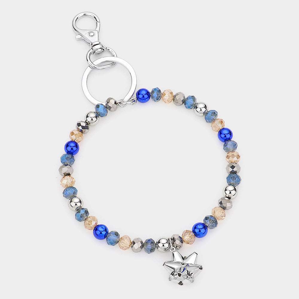 Faceted Beaded Christmas Gift Bow Keychain / Bracelet - Madeline Love - Flyclothing LLC