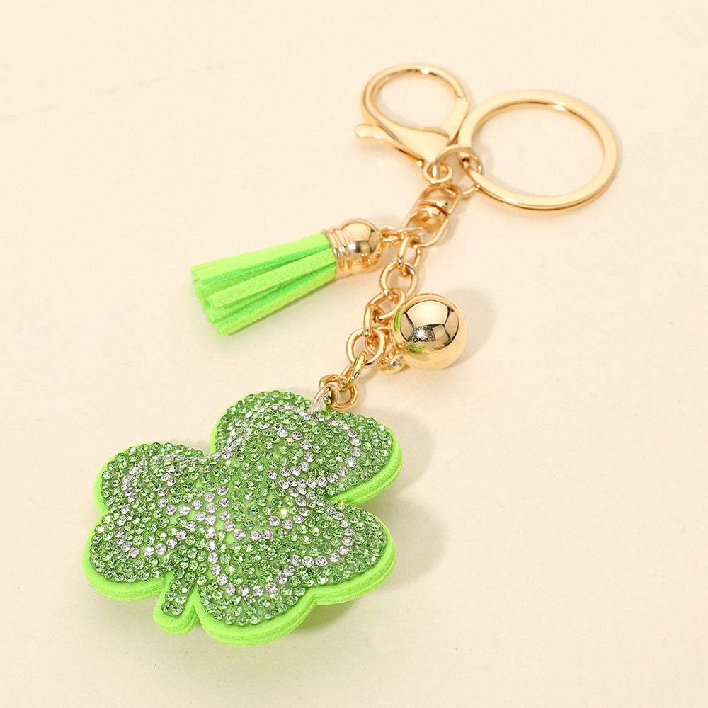 Bling Studded Tassel Shamrock Keychain Bag Charm - Madeline Love - Flyclothing LLC
